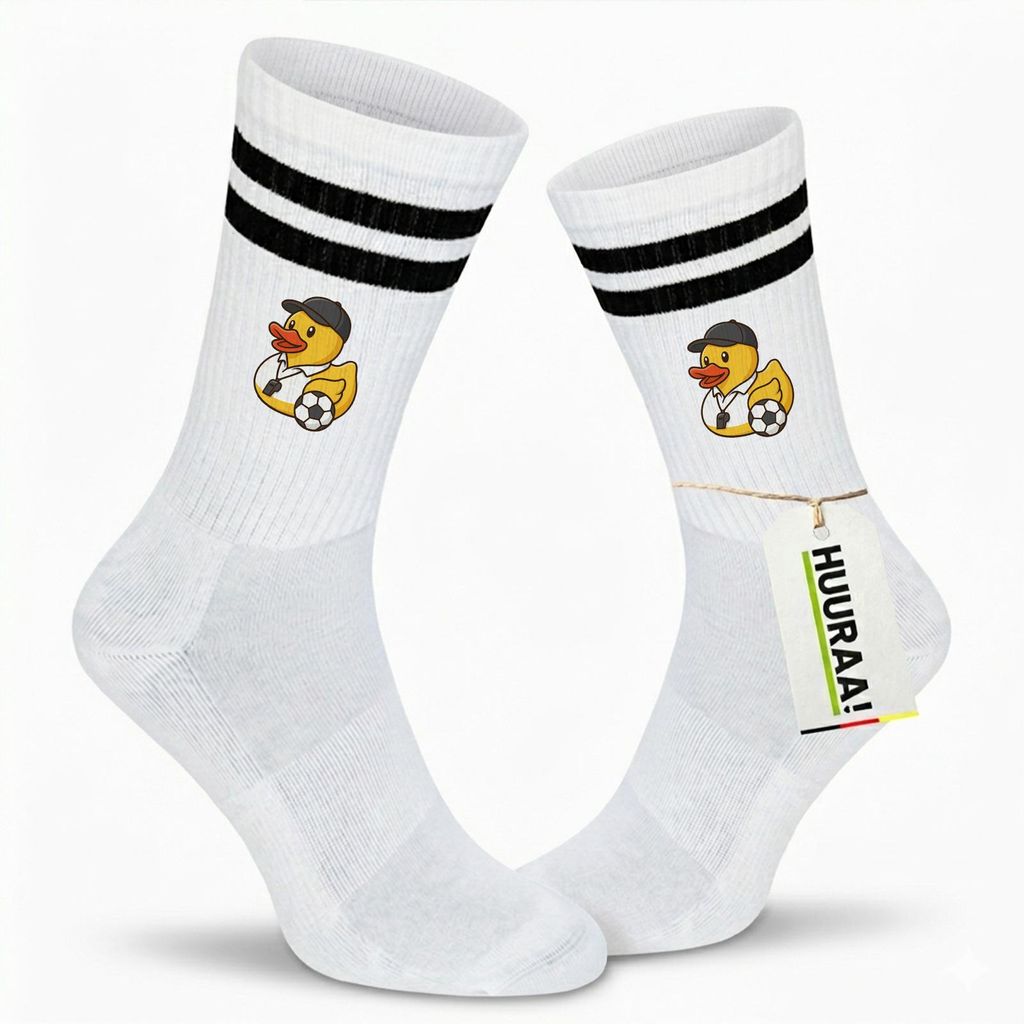 Huuraa Unisex Socken Quietscheente Fussball-Trainer Gummiente Coach 37/41 Black Baumwolle Tennissocken Geschenkidee