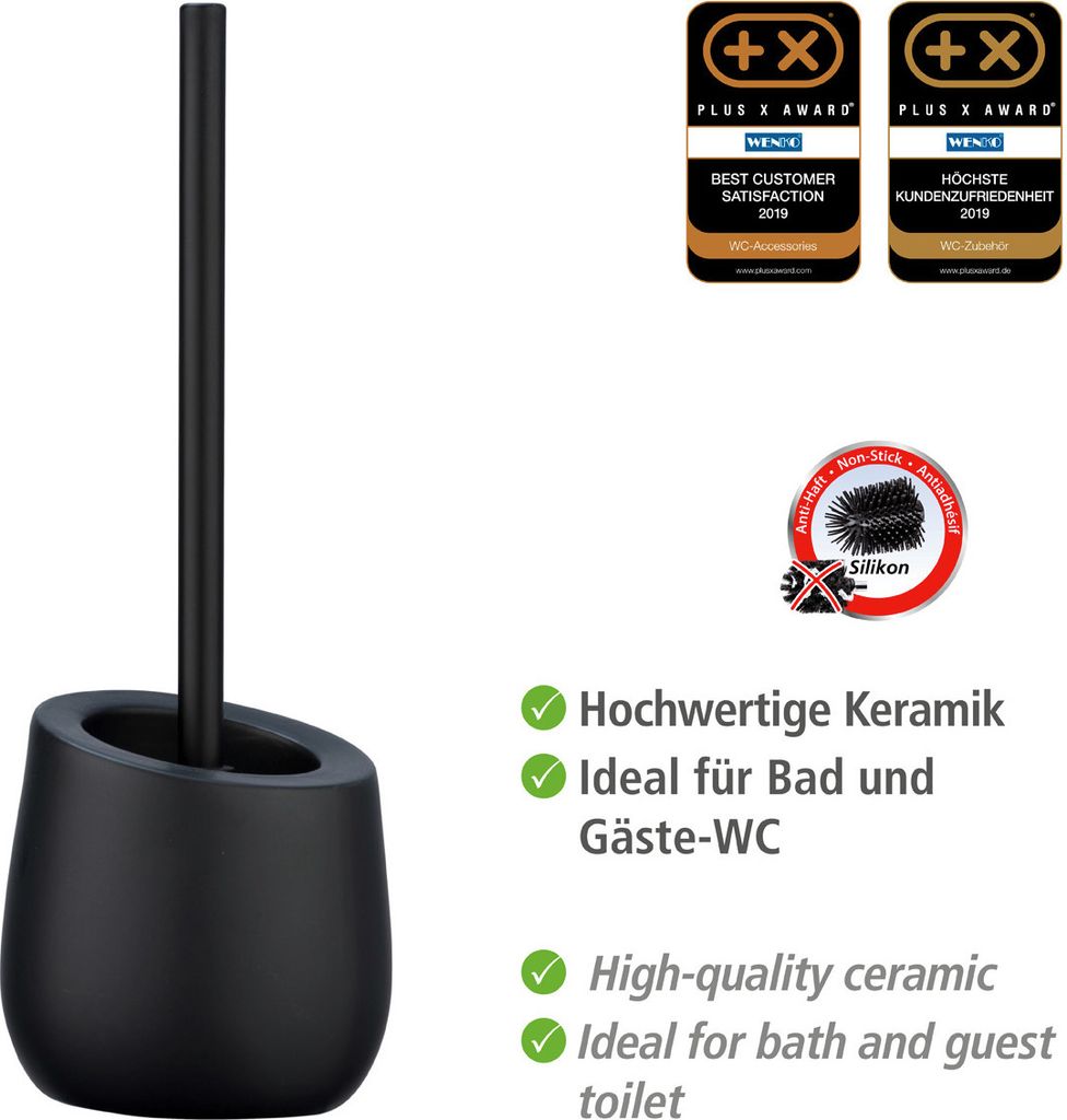 WENKO WC-Garnitur Badi Schwarz Keramik 13,5 x 38 cm Produktbild 3