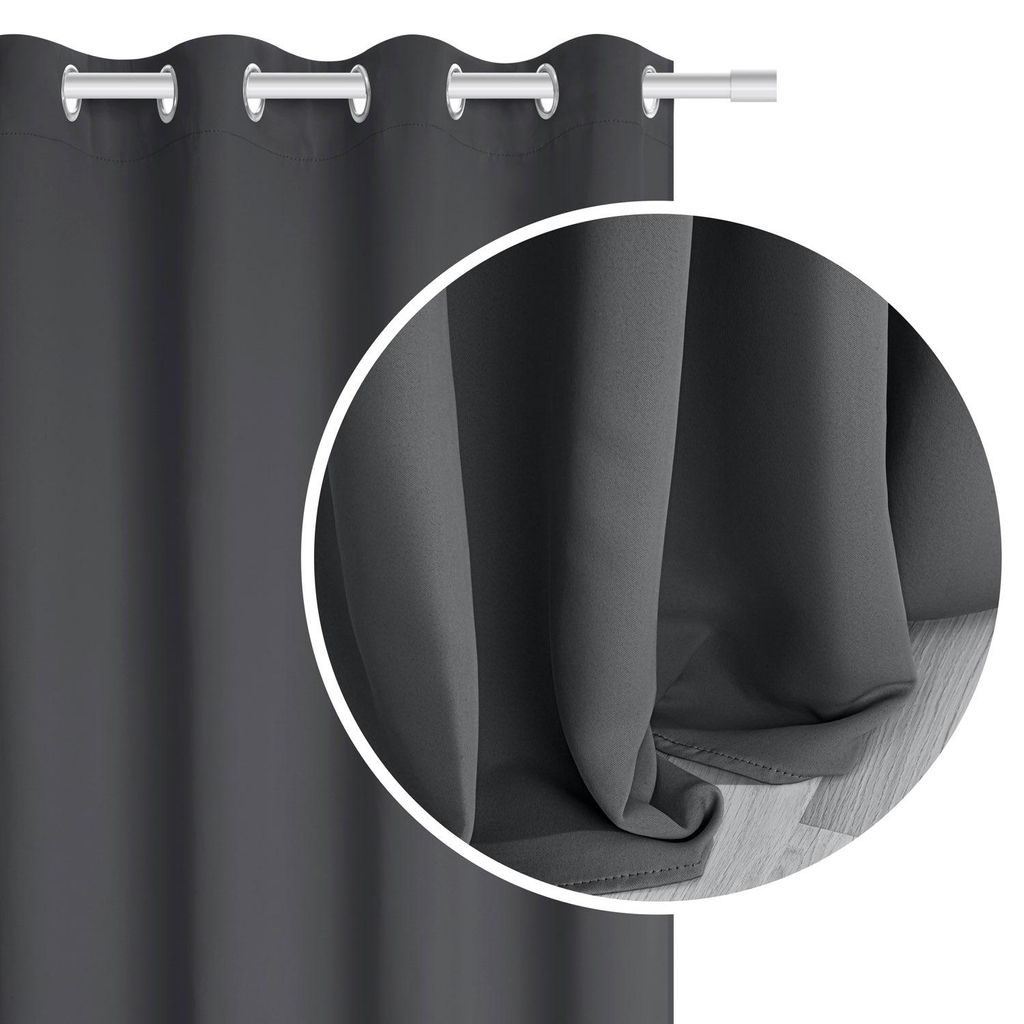 Dunkelgrau Dicker Vorhang Abdunkelnd Mit Ösen Blackout 140X250 Hold