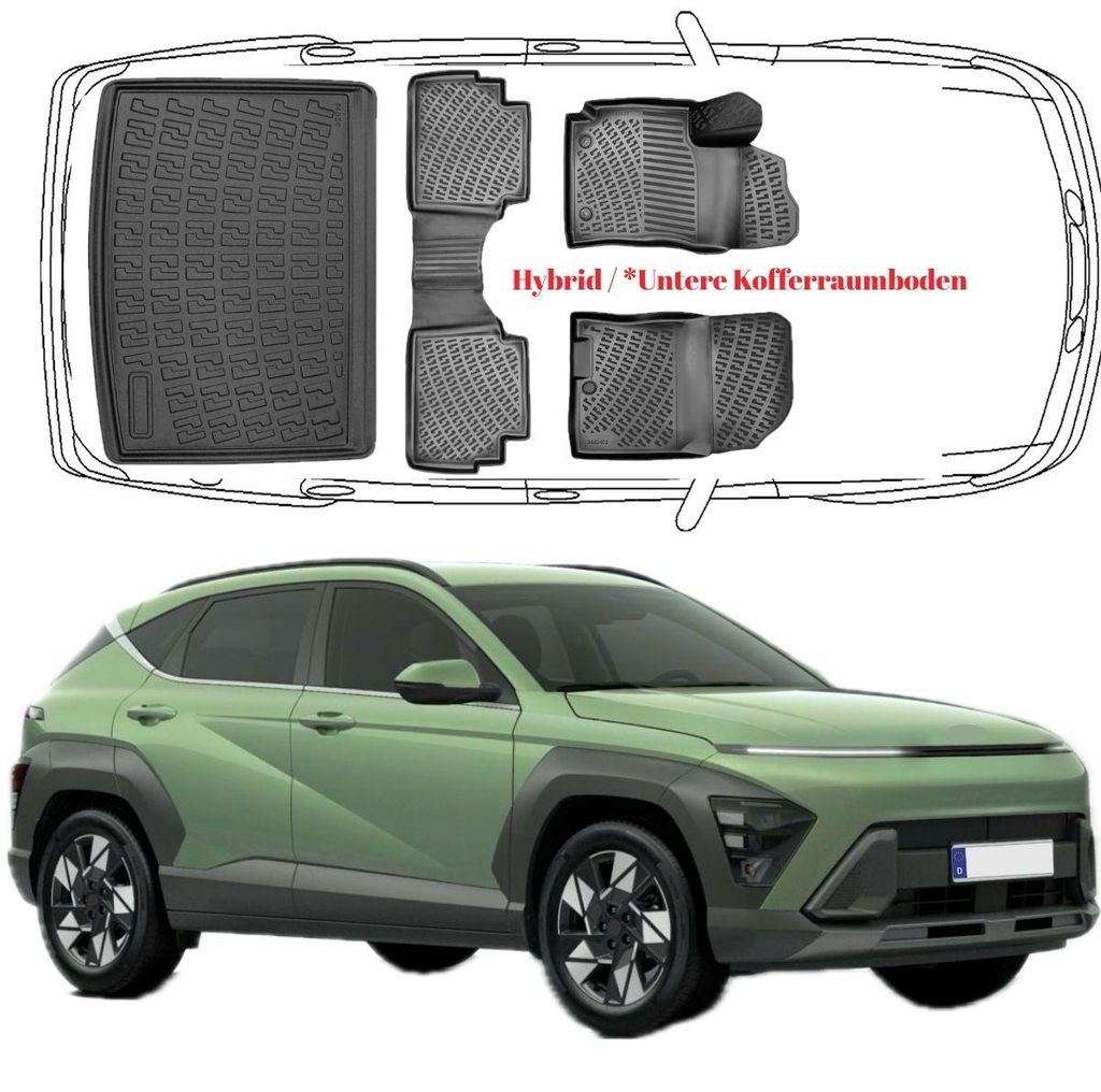3D Auto Fußmatten & Untere Kofferraumwanne Set Kompatibel Produktbild 