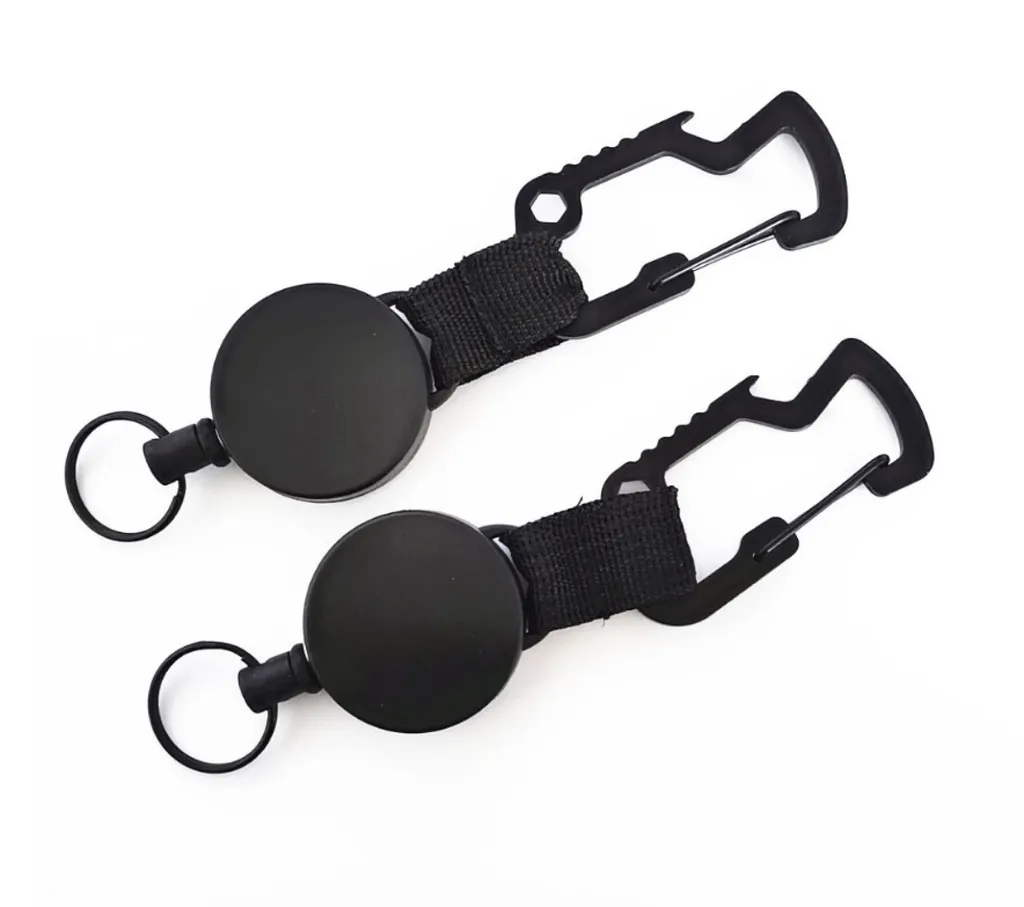 Set 2 Portachiavi Retrattili Yoyo | Fune Acciaio 60cm | Moschettone - 4