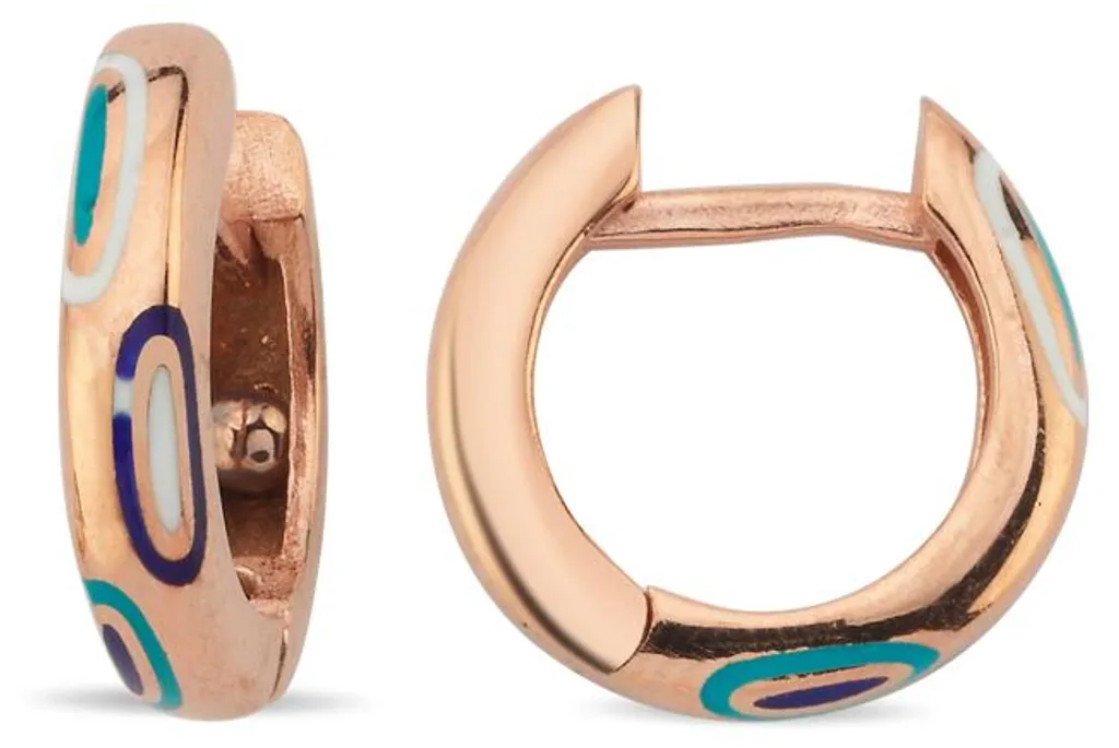 Créoles Argent 925 et Yeux Émaillés - Bijoux 15 mm Or Rose ou Argent