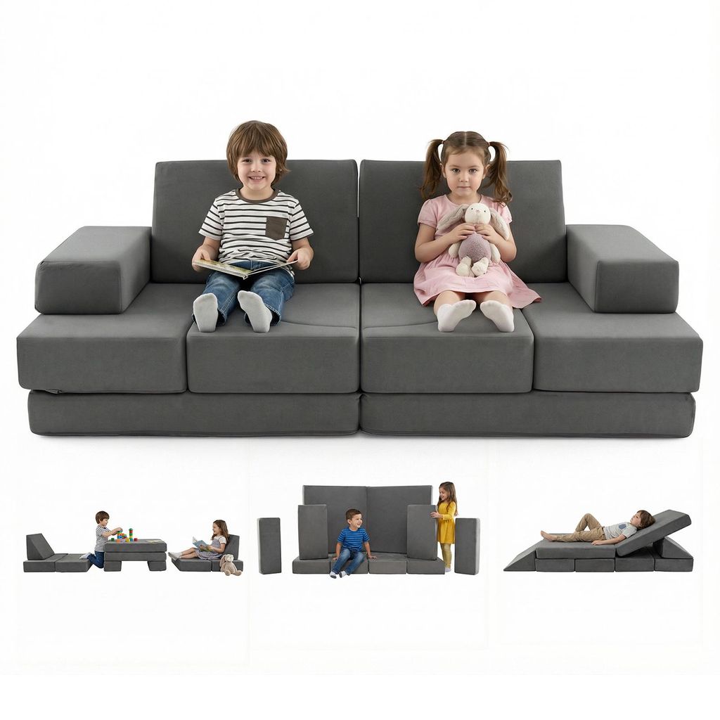 COSTWAY 12-częściowa sofa dla dzieci, sofa do zabawy z Zdjęcie produktu 