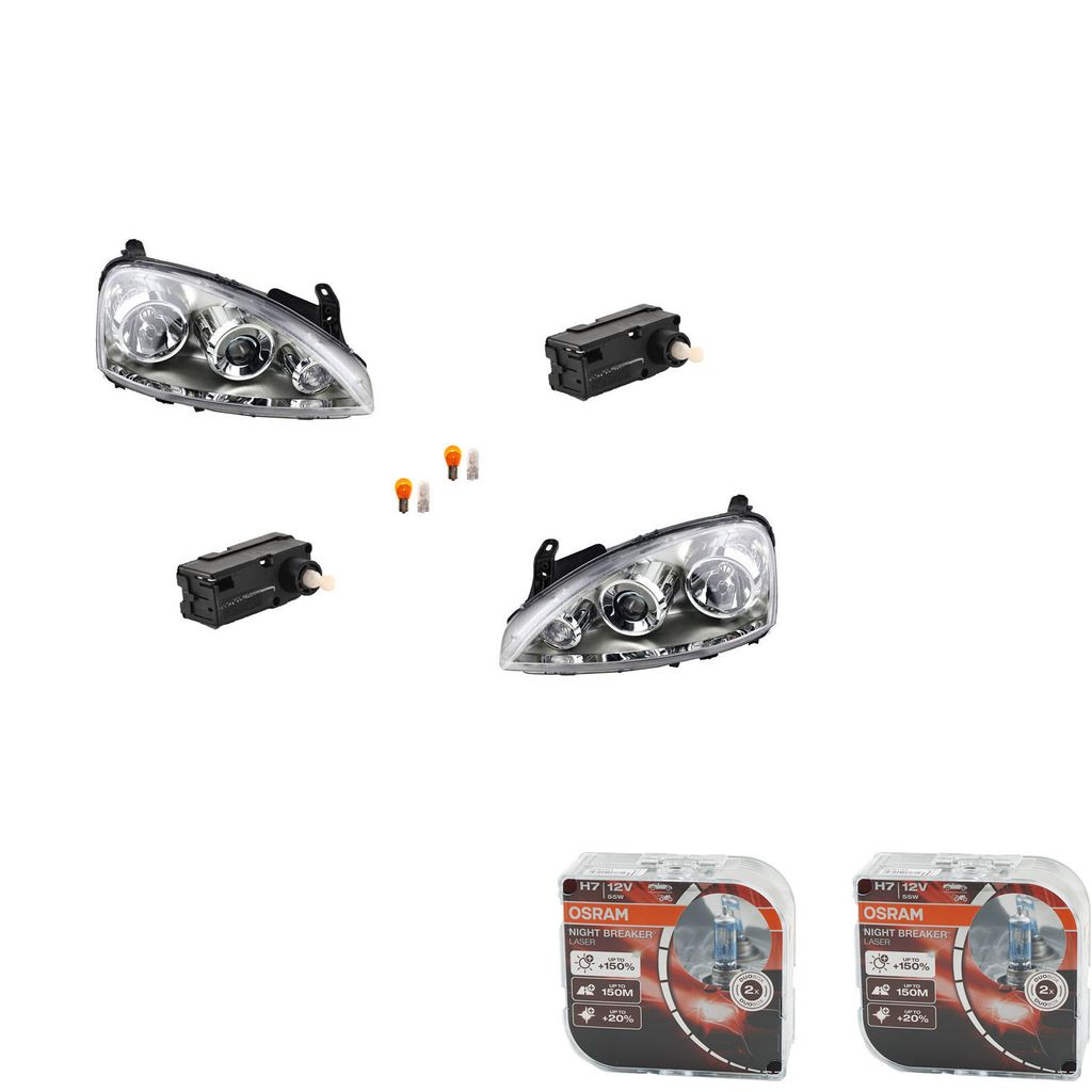 Johns, Scheinwerfer + Osram Night Breaker Laser passend für Opel Corsa C L R m en 6207115 93178195 1216293 1216177 93177646 93188581 1216176 12162...