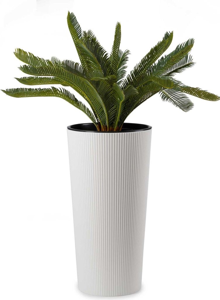 HowHomely Blumentopf Urbanika 57 cm Höhe, Pflanzkübel, Weiß Übertopf für garten balkon