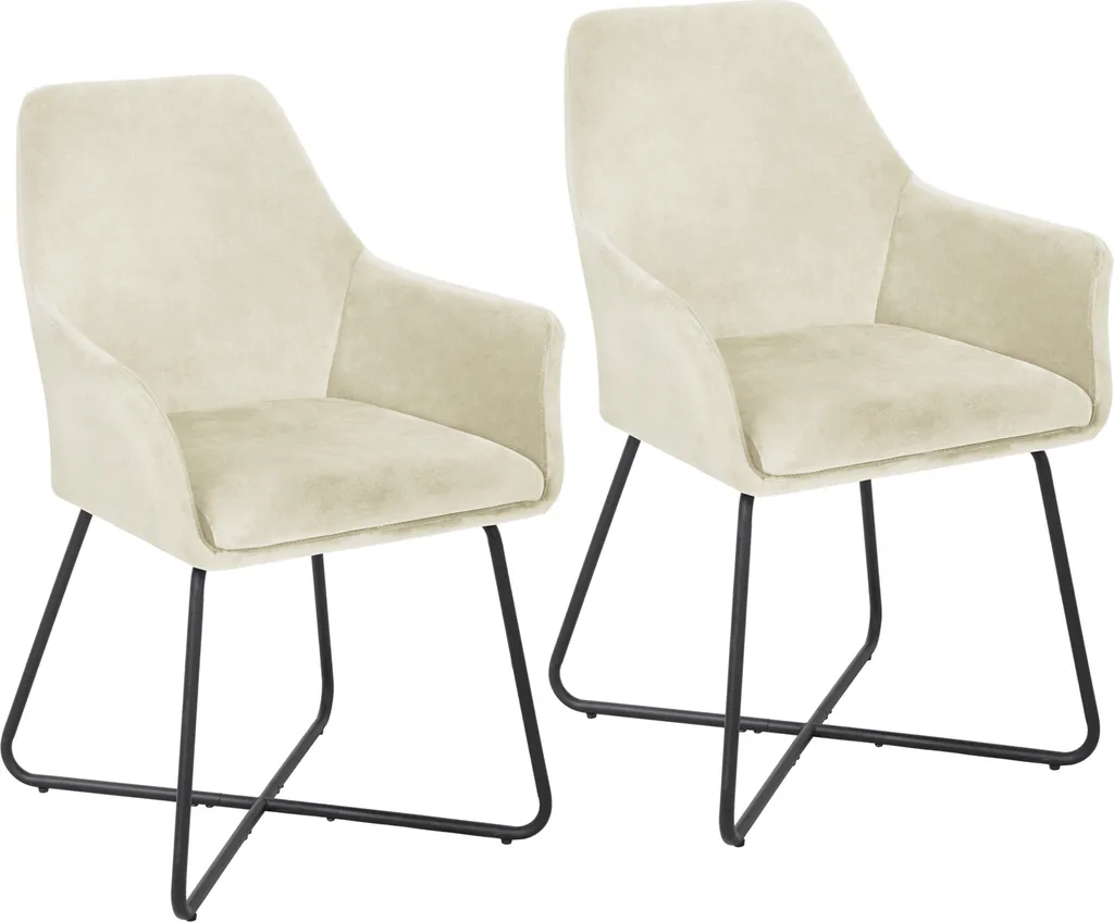 Chaise Rembourrée Design en Tissu Blanc SVITA JOSIE - Lot de 2