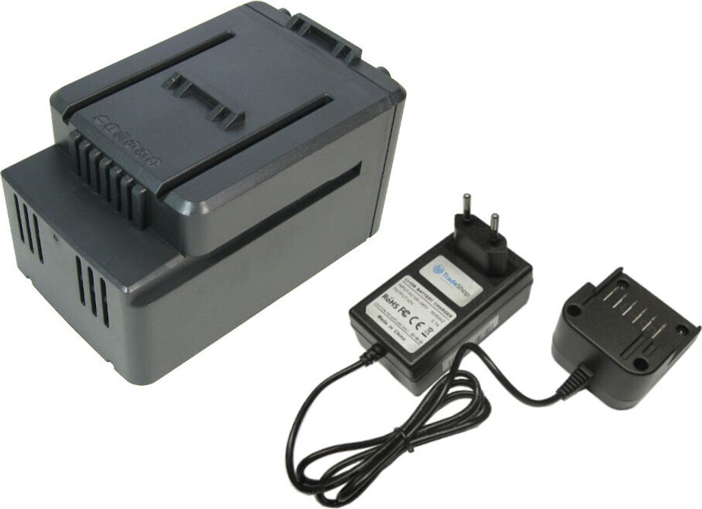 Trade-Shop 2in1 Set: Li-Ion Akku 40V / 2500mAh + Ladegerät inkl. Netzteil für Worx WG268 WG268E WG568 WG568E WG168 WG168E WG368 WG368E WG368E.3 W...