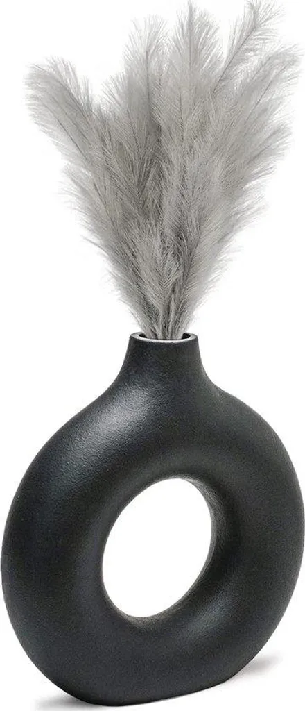 Vase en céramique noir stable pour herbe de la pampa sans chute