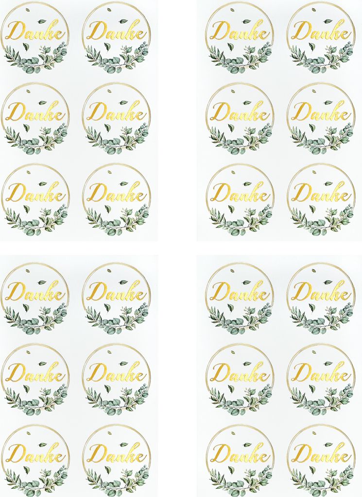 Oblique Unique 24 Danke Sticker goldfarbene Aufkleber für Hochzeit Konfirmation Kommunion Jugendweihe Taufe Gastgeschenk
