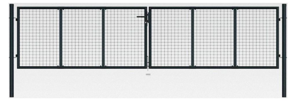 Gartentor aus verzinktem Stahl 400 x 125 cm Grau