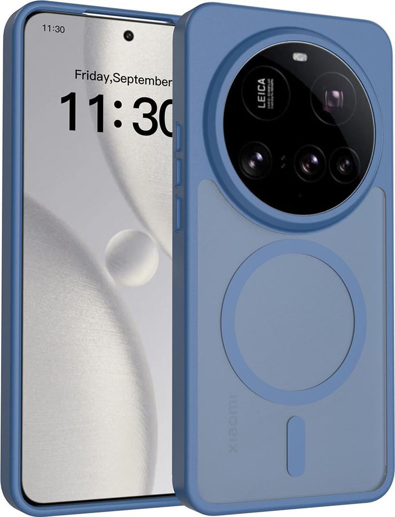 Magnetisch Hülle für Xiaomi 15 Ultra, Kompatibel mit MagSafe, Transluzente Matt Rückseite Stoßfeste Handyhülle Dunkelblau