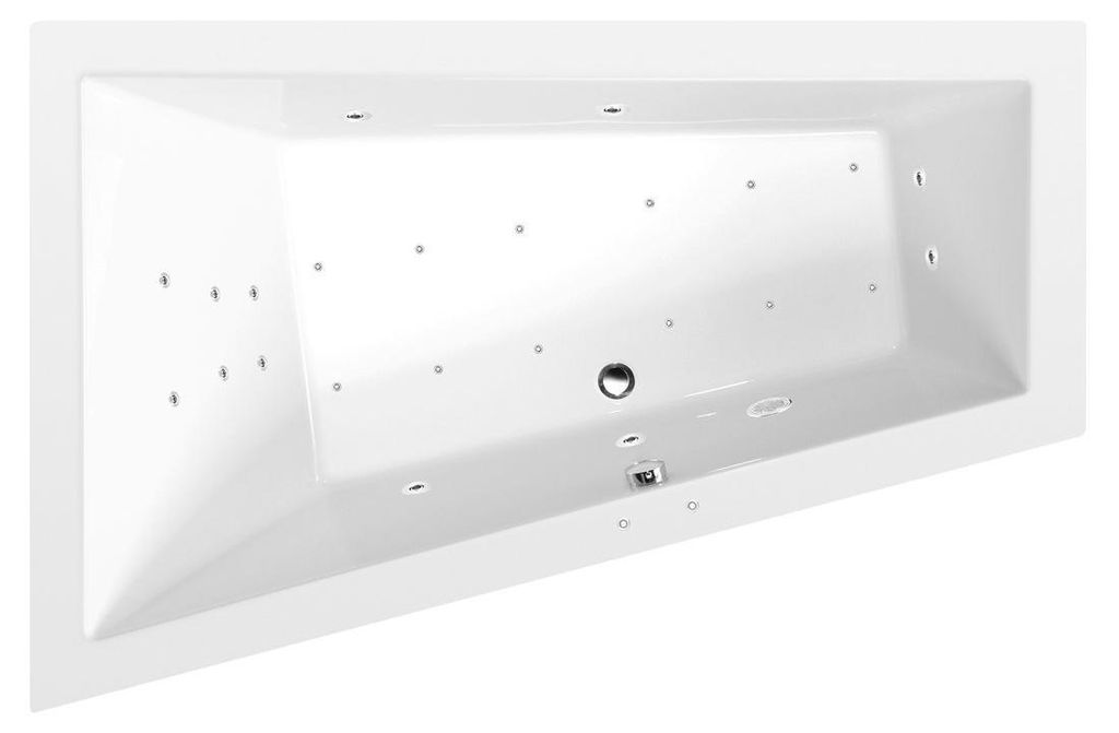 Polysan TRIANGL L Whirlpool-Badewanne, 180x120x50cm, Attraction Hydro-Air, Chrom