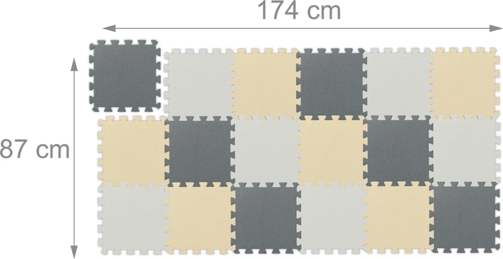 Tapis de Puzzle Relaxdays en Mousse Douce - Set de 3 Couleurs Lavable