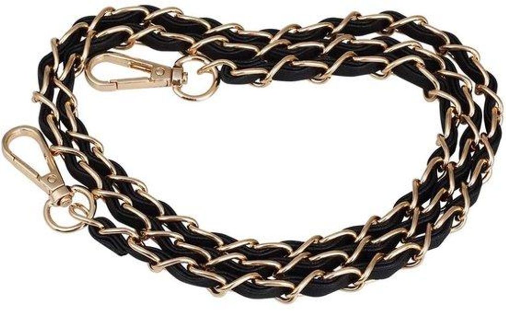 Schwarz Lederriemen 120 cm mit Lederstoff ersetzt Lederriemen für Handtaschen Crossbody Taschen Schultertaschen Satchel DIY Clutches (schwarz gold)