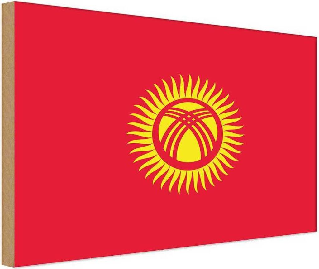 vianmo Holzschild 30x40 cm Kirgisistans Kyrgyzstan Flagge Fahne Wappen