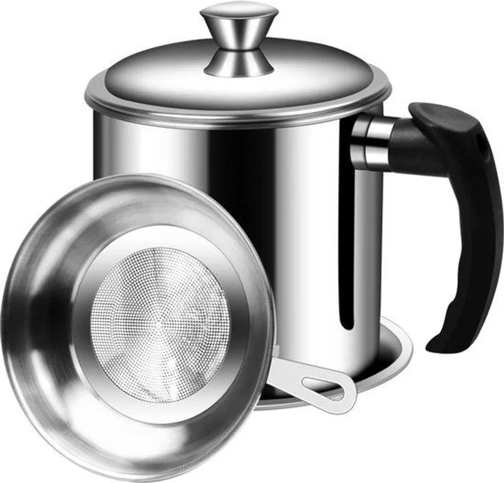 Bac pour conserver l'huile de friture 1,3 l en inox idéal pour la cuisine