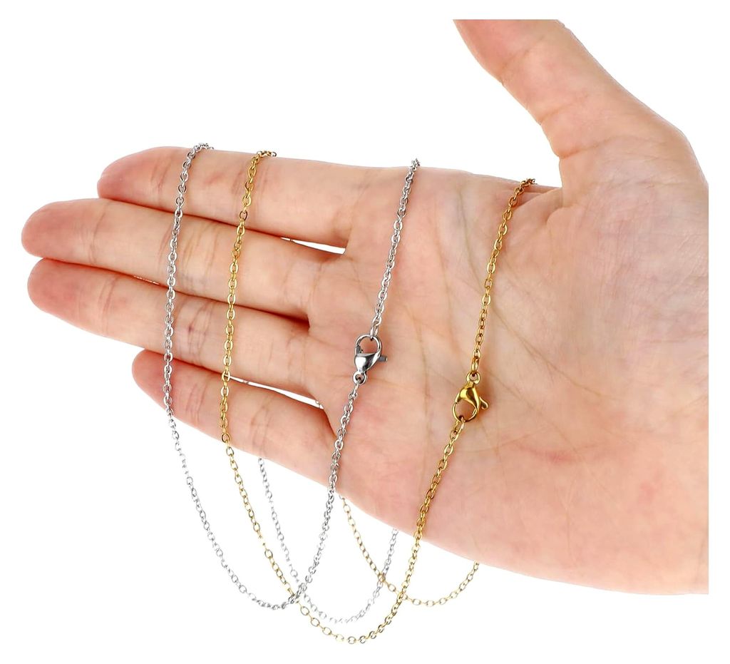 20 Stück Edelstahlkette Damen 45cm Schmuck Halskette Gliederkette Silber Gold für Schmuckherstellung