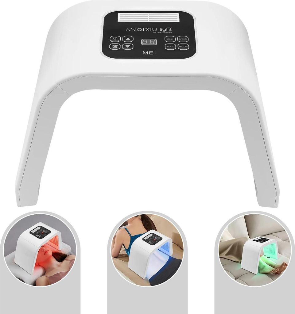 LED Gesichtsmaske - Lichttherapie - 7 Farben - Hautpflege - Anti-Akne - Faltenreduktion - Elektrisch - Kunststoff - Weiß