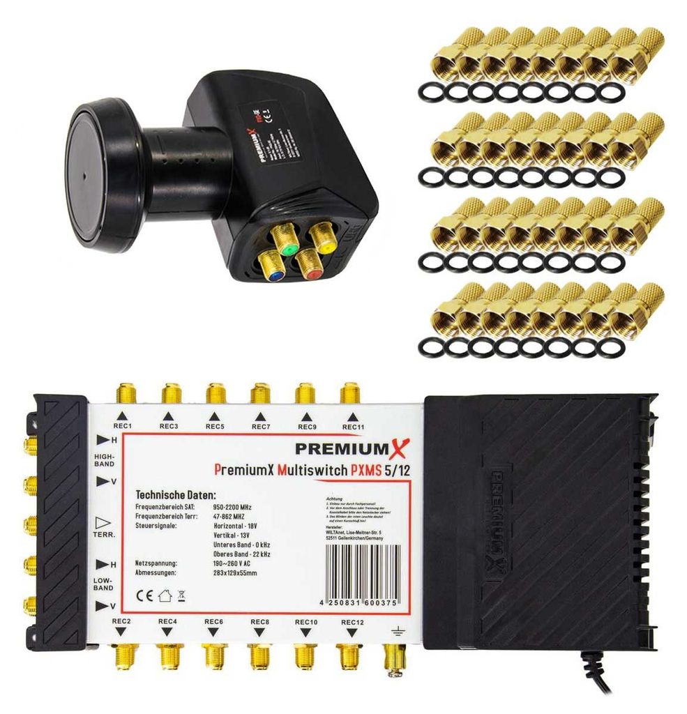 PremiumX Multischalter Set 5/12 Multiswitch SAT Quattro LNB Produktbild 
