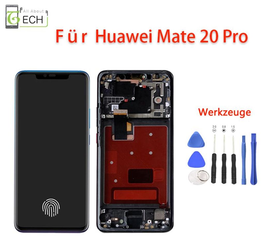 Huawei Mate 20 PRO LCD (OLED) Display Bildschirm mit Rahmen Fingerabdruck
