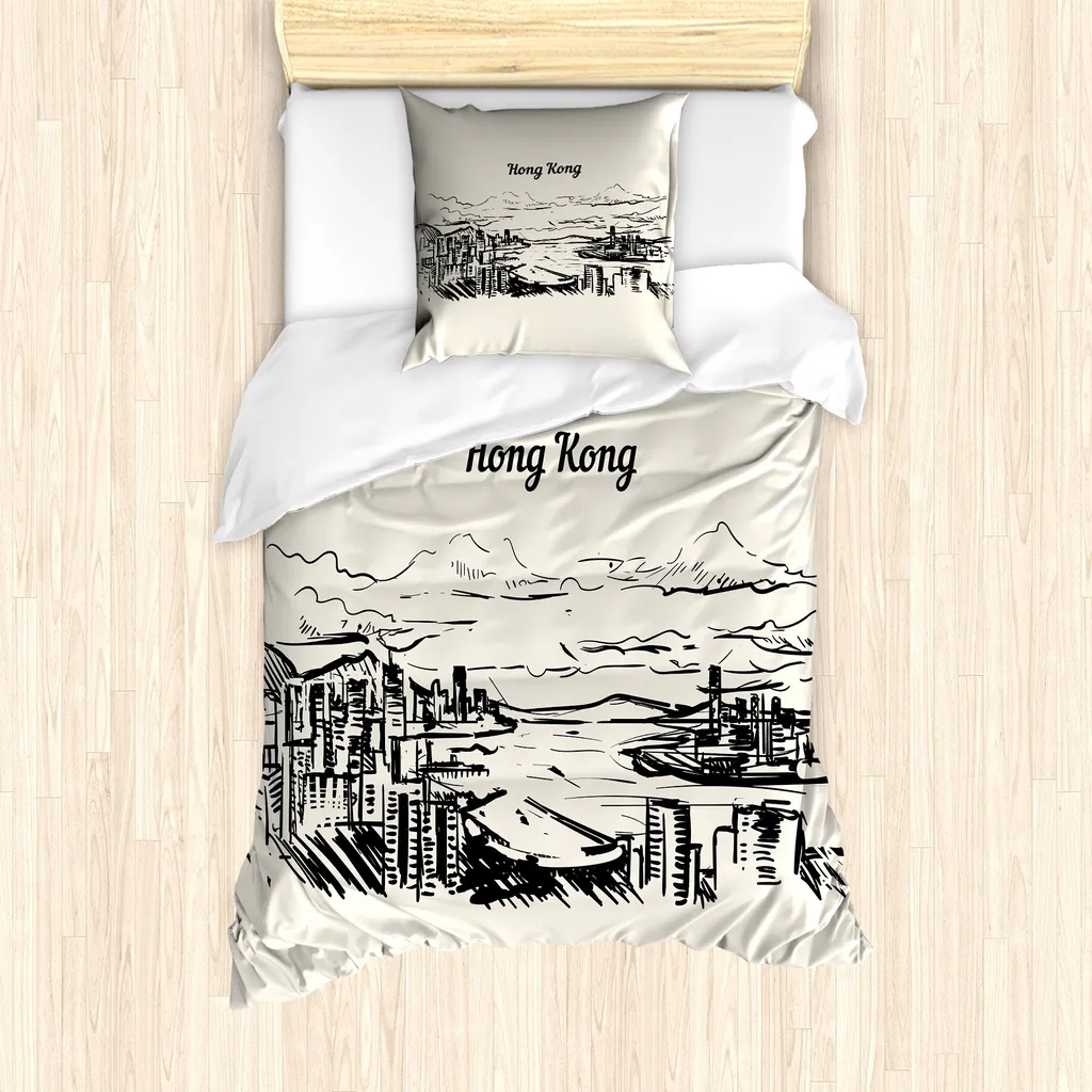 Parure Letto ABAKUHAUS 135x200 Hong Kong Skyline - Arredo e Benessere
