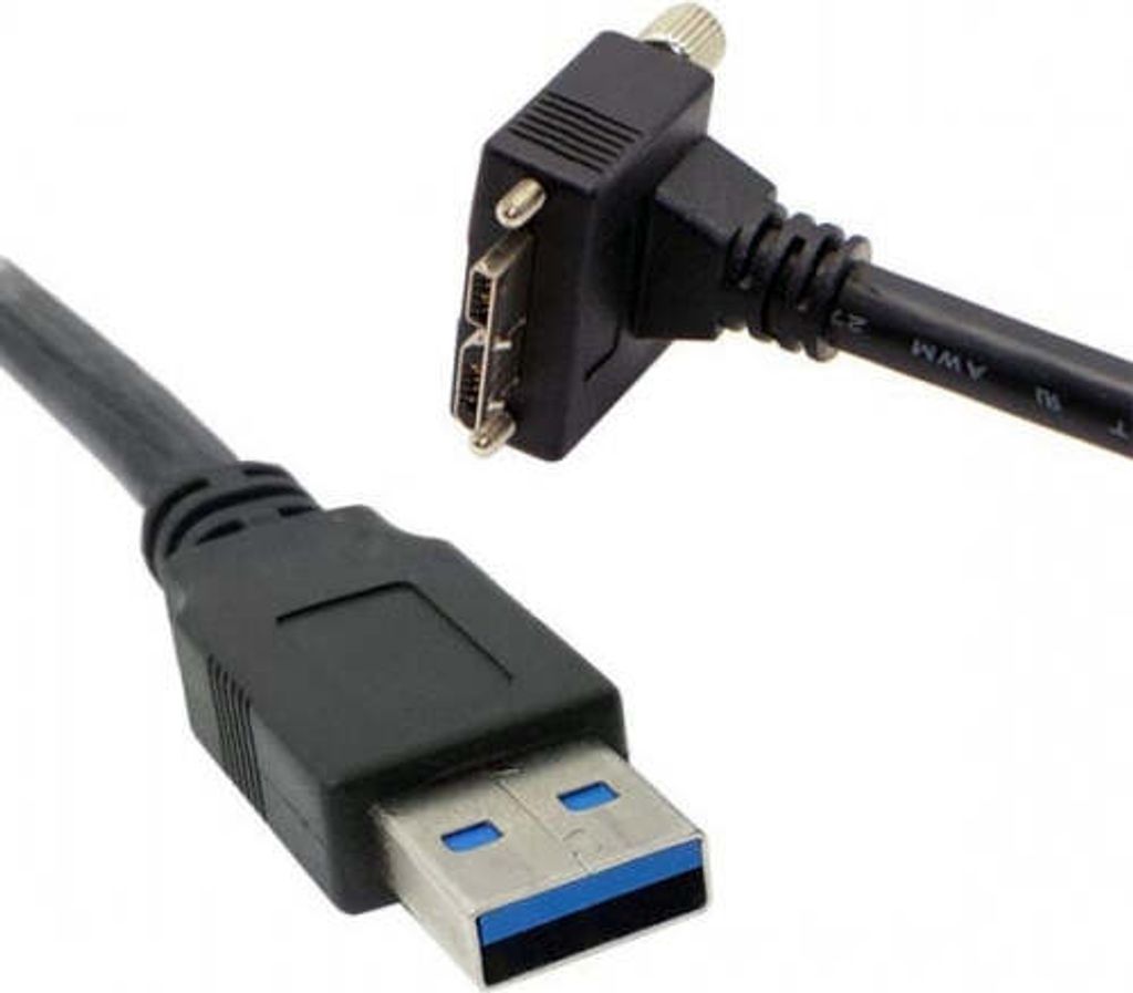 SYSTEM-S USB 3.0 A (male) zu Micro USB 3.0 (male) Aufwärts gewinkelt 120cm high speed Datenkabel Ladekabel mit Feststellschraube für Nikon D800 D...