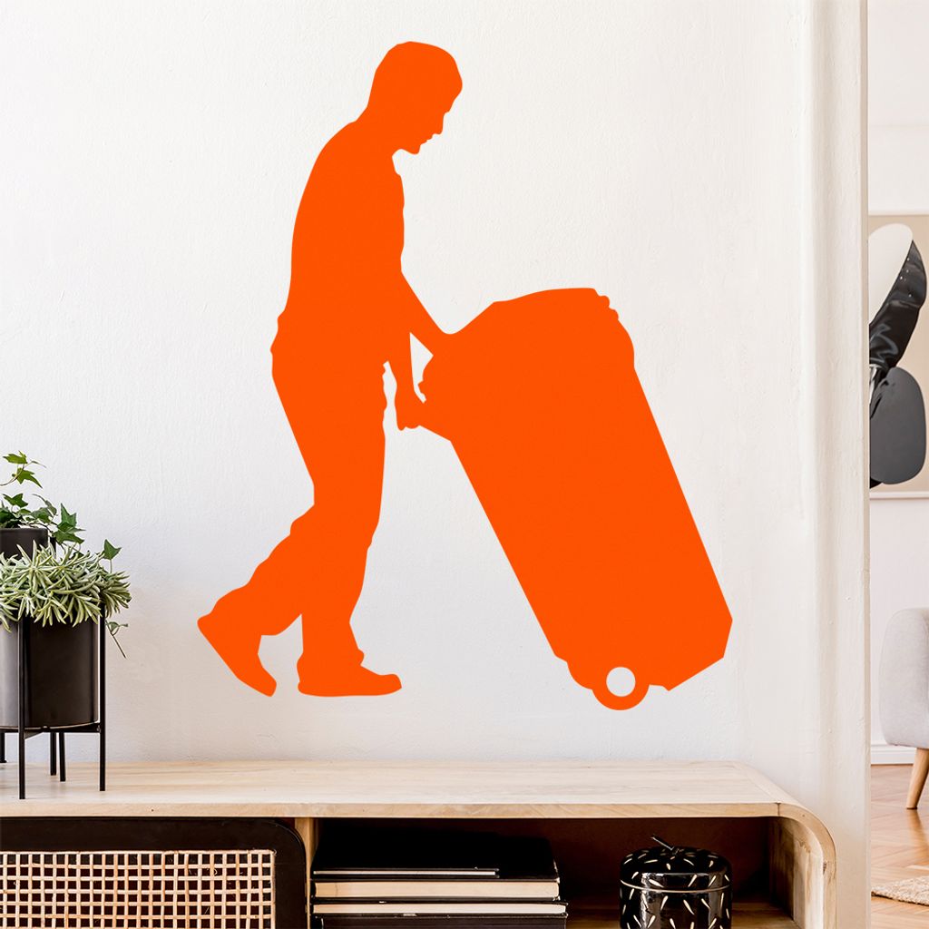 Müllmann Tonne Figur Wandtattoo Wandaufkleber Wall Sticker - Dekoration, Küche, Wohnzimmer, Schlafzimmer, Badezimmer