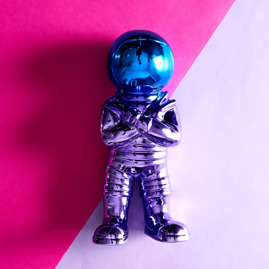 Astronaute Electroplate H33cm - Statuette Décorative Design Argentée - 3