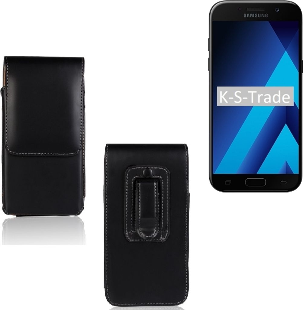 K-S-Trade Gürteltasche kompatibel mit Samsung Galaxy A5 (2017) Schutz-Hülle Handy-Hülle mit Magnetverschluss Holster in schwarz
