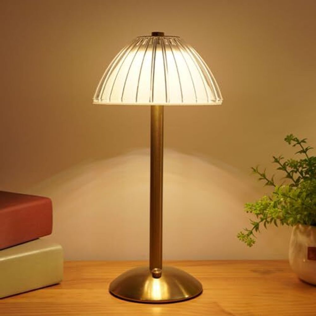 Lanmou Tischlampe Wireless Batterie LED USB wiederaufladbare Vintage-Nacht-Dimmbare Touch 3000k-6000k 1800 mAh Gold