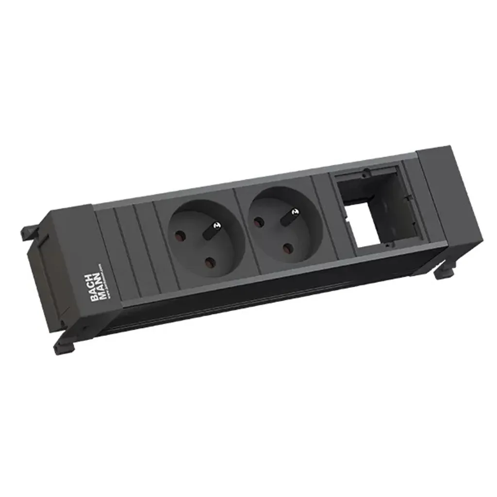 BACHMANN Profilé Power Frame noir 2xUTE 1xCM compact et modulable