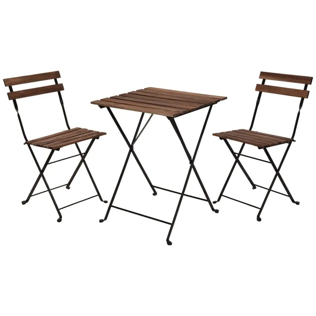 ProGarden Ensemble Bistrot 3 pièces Noir - Mobilier de Jardin Pliable
