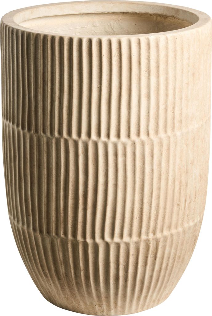 BELIANI Blumentopf Hellbeige Lehm-Faser-Mischung Rund 36x36x50 cm Modernes Design Großer Balkontrog Blumenkübel Übertopf Blumentrog Indoor & Out...