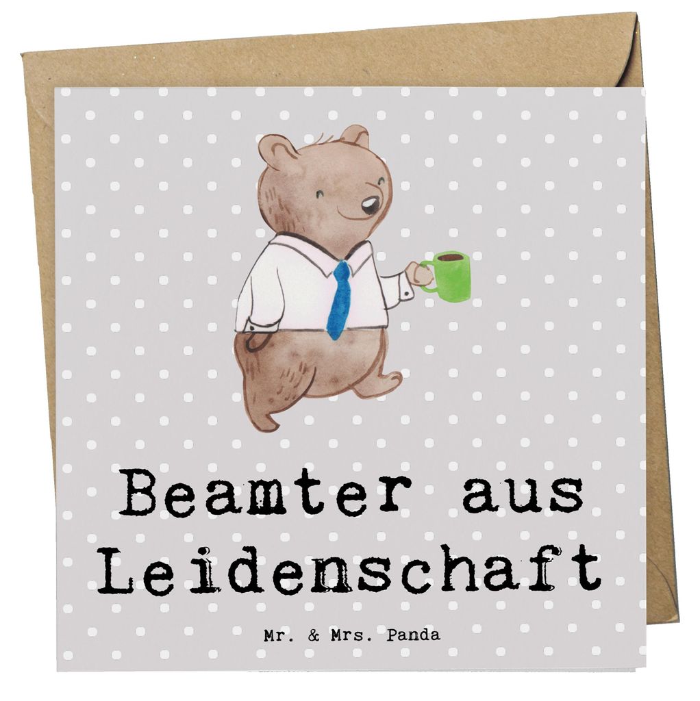 Mr. & Mrs. Panda doppelkarte Beamter Leidenschaft - Grau Pastell - Geschenk, Öffentlicher Dienst, Klappkarte, anlasskarte, Glückwunschkarte, Jubi...