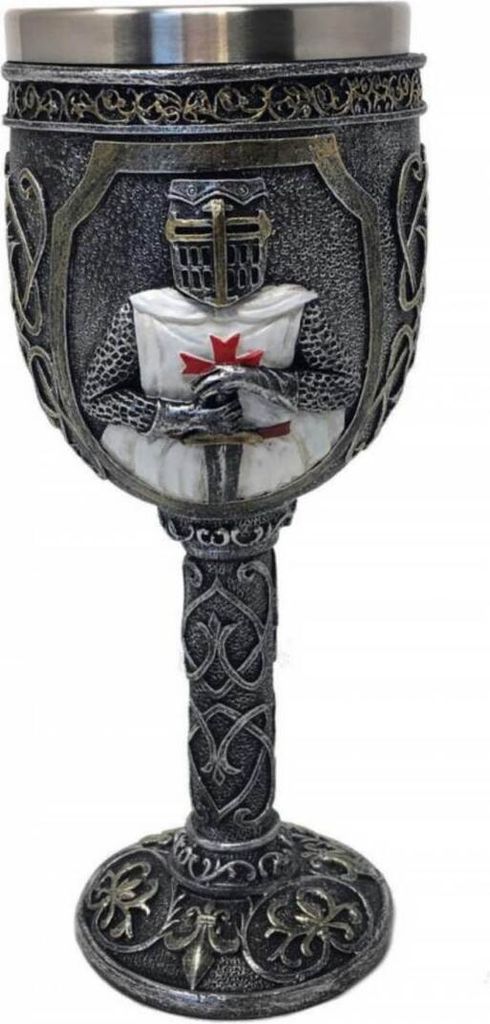 Kelch mit Kreuzritter in weiß - Mittelalter Ritter