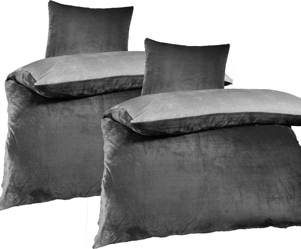 aboutyourhome bettwäsche Wendebettwäsche Winter Cashmere Touch Fleece Uni 155x220 80x80, 4tlg. / Grau