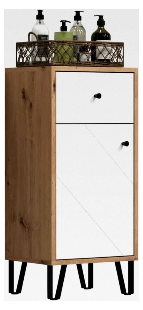 Touch - Standschrank - Artisan Eiche/Weiß - 1 Schublade und 2 Fächer - (BxHxT) 36 x 79 x 29 cm - moderne Metallfüße - kratzfest
