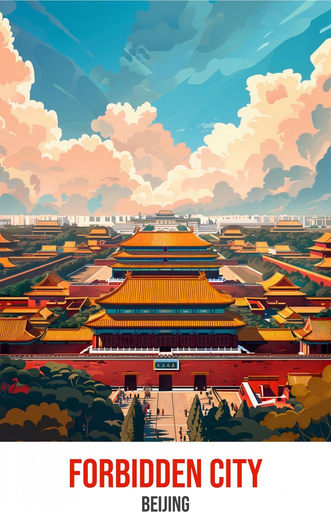 Plakat 68x101cm Verbotene Stadt, Peking