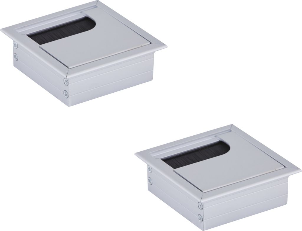 HOOZ 2x Kabeldurchführung Schreibtisch, 80mm Aluminium Kabeldurchlass mit Bürstendichtung, Kabeldurchführung Tisch für Tisch Büro Arbeitsplatt...