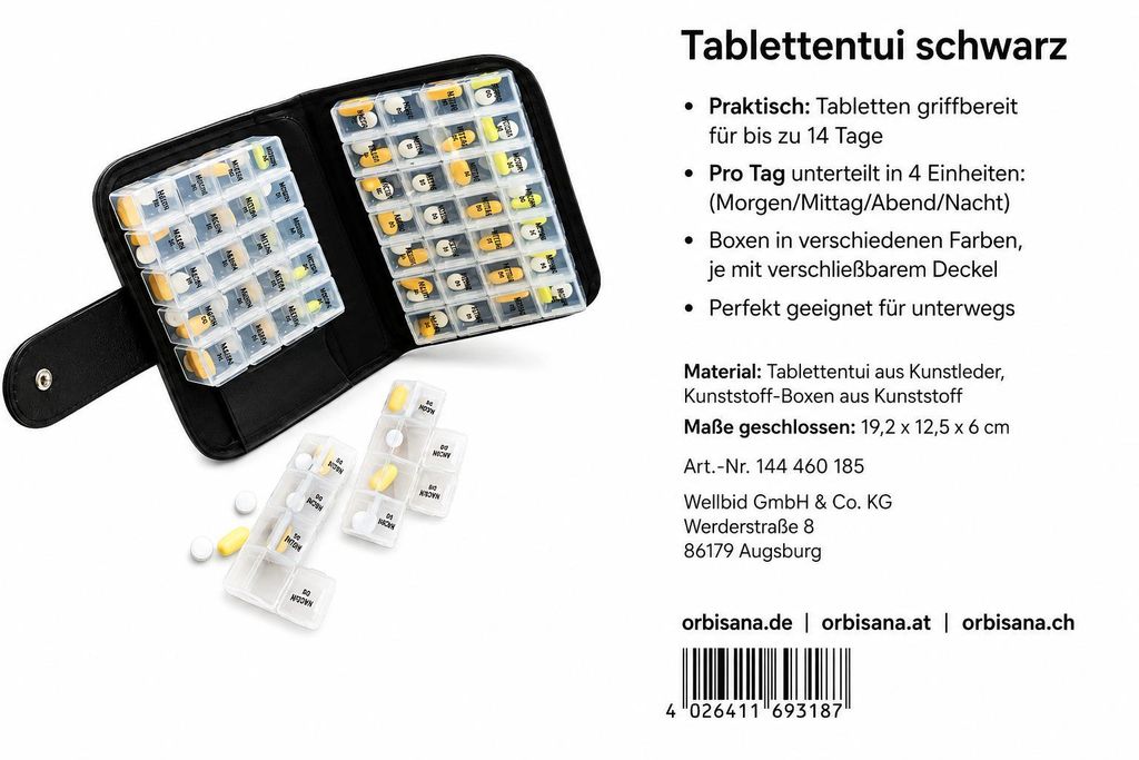 Tablettenetui für 14 Tage, übersichtliche und sichere Produktbild 