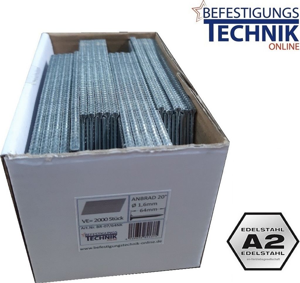 Stauchkopfnägel 32mm A2 20° Akku-Nagler Bosch GNH 18V-64 SK32-20 Senco F16A Rapid BN64 BR-07 2,0M