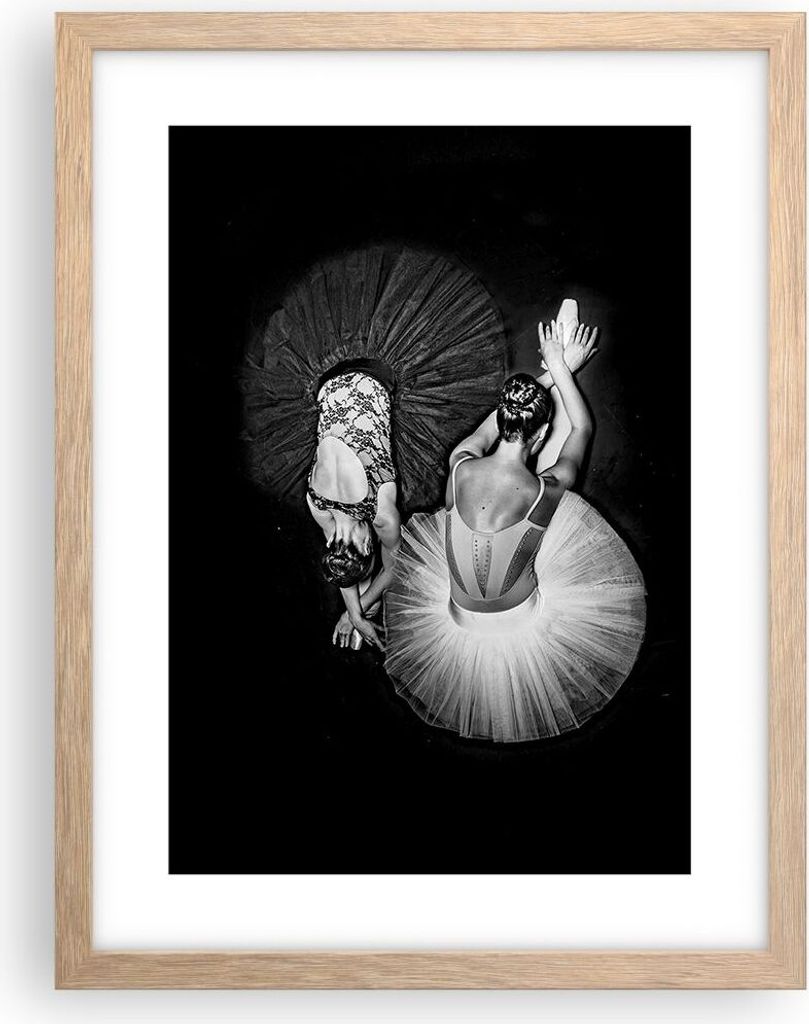 Gerahmtes Poster - Rahmen in heller Eiche - Ballerinas Ballett Tanz - 30x40 cm - Wand Bild - Wanddeko - Wandbilder - Kunstposter - Wandposter - Bil...