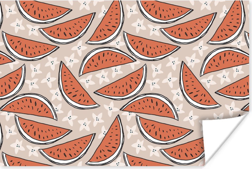 MuchoWow Poster Sommer - Wassermelonen - Sterne - Pastell 120x80 cm - Bilder