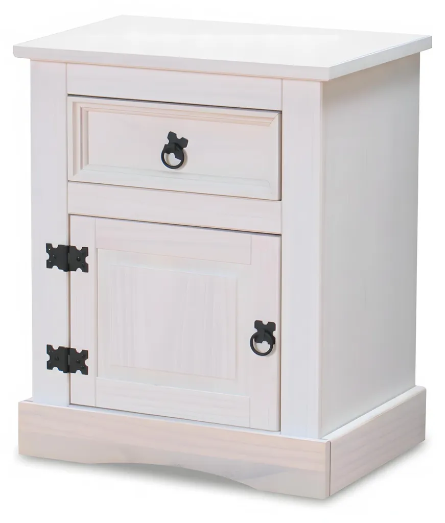 Table de chevet pour petite chambre meuble d'appoint blanc et bois