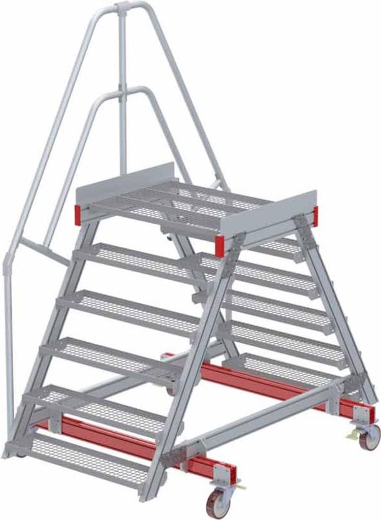 Euroline 512 mobiler Überstieg 60° Stufenausführung Stahl Gitterrost Stufenbreite 1000mm 6 Stufen