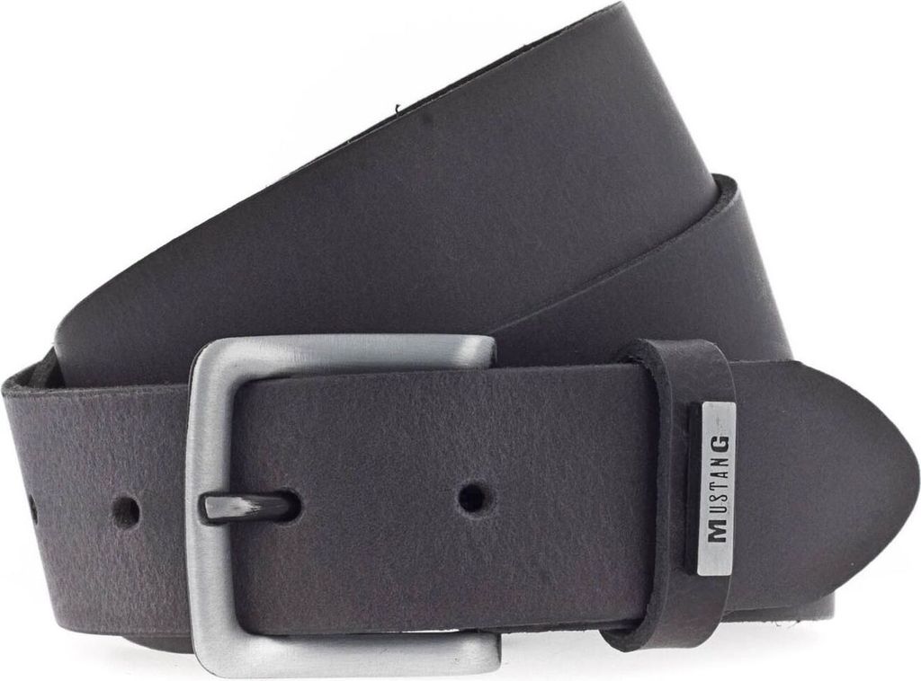 MUSTANG Leder Gürtel Adjustable Leather Belt 3.5 W90 Dark Grey grau