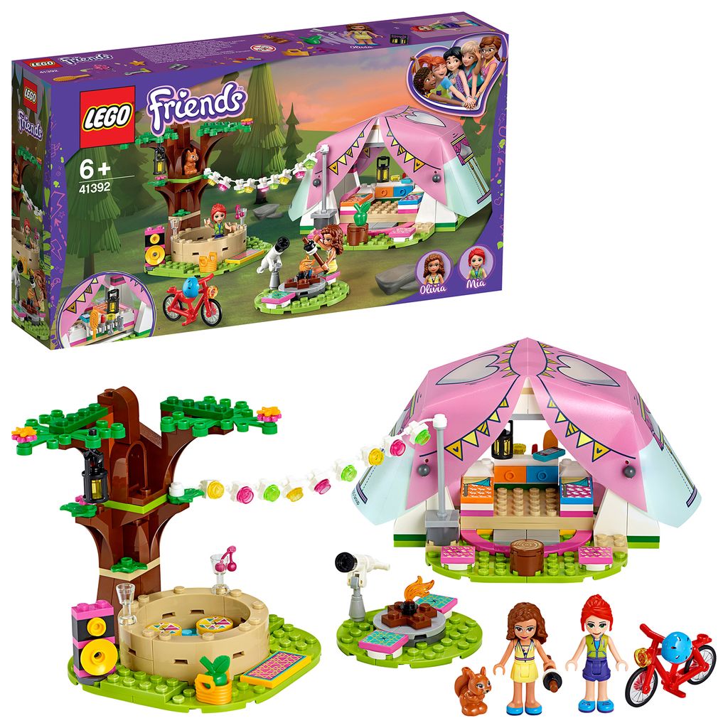 LEGO 20 Friends Camping in Heartlake City Set mit Mini Puppen Olivia &  Mia und Zelt, Spielzeug ab 20 Jahren für Mädchen und Jungen