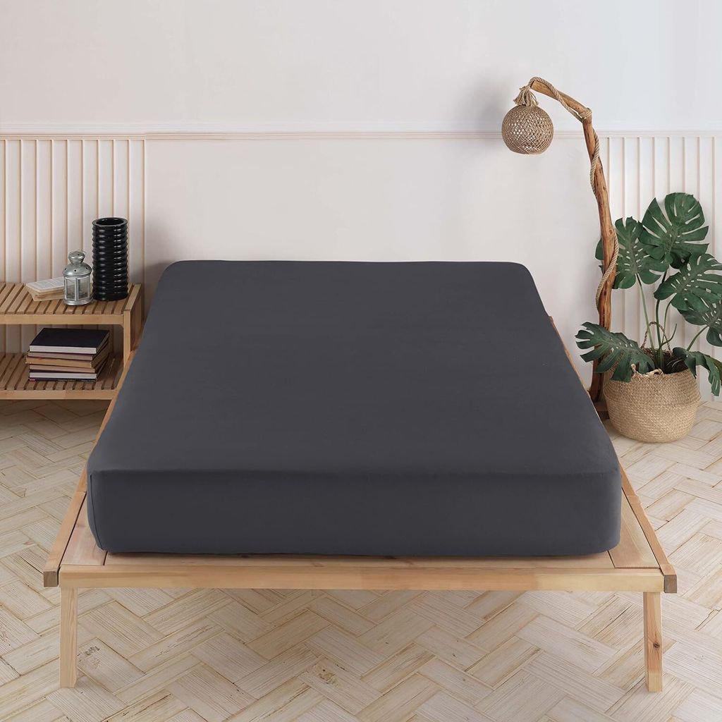 Vency Premium Jersey Spannbettlaken 160x200cm Anthrazit - Spannbetttuch 100% Baumwolle, Bettlaken 160x200 Bis 35 cm Matratzenhöhe, Anthrazit, 160x...