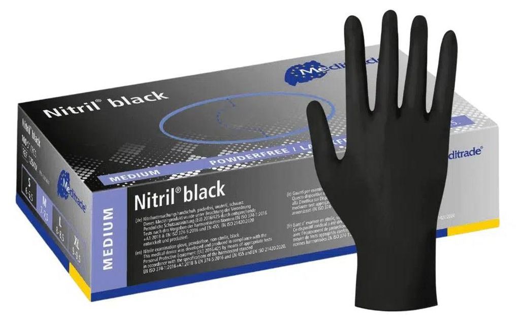 Meditrade - Einmalhandschuhe Nitril black - Größe M  - Produktbild 