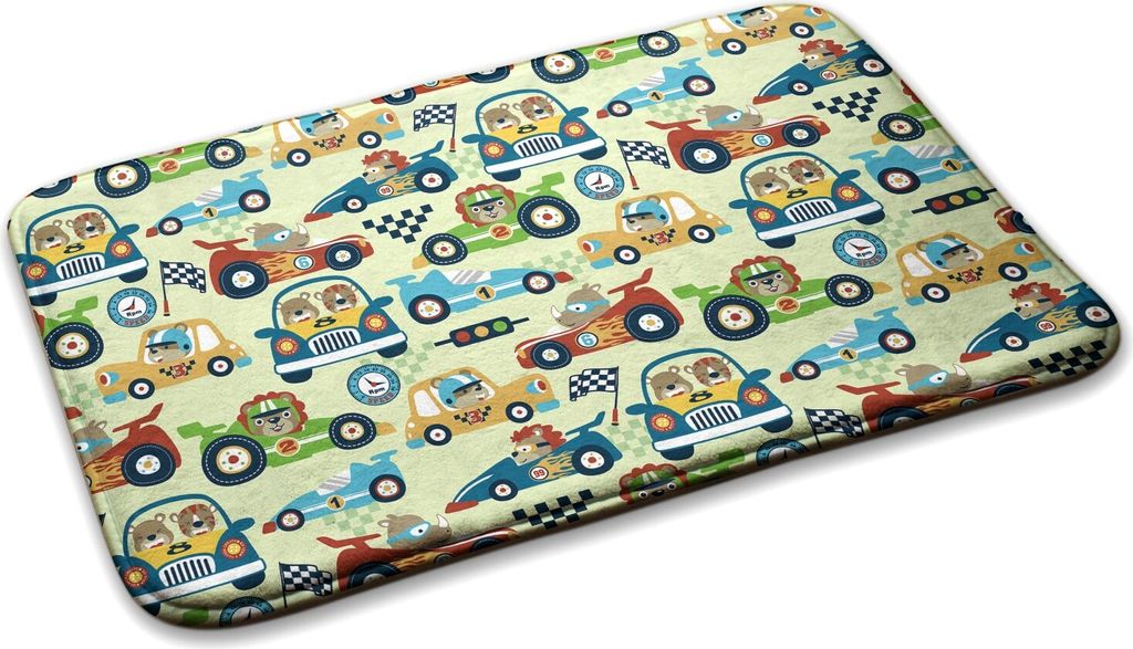 Teppich Kinderteppich Schlafzimmer Modern - 90 cm x 60 cm - Tiere In Autos